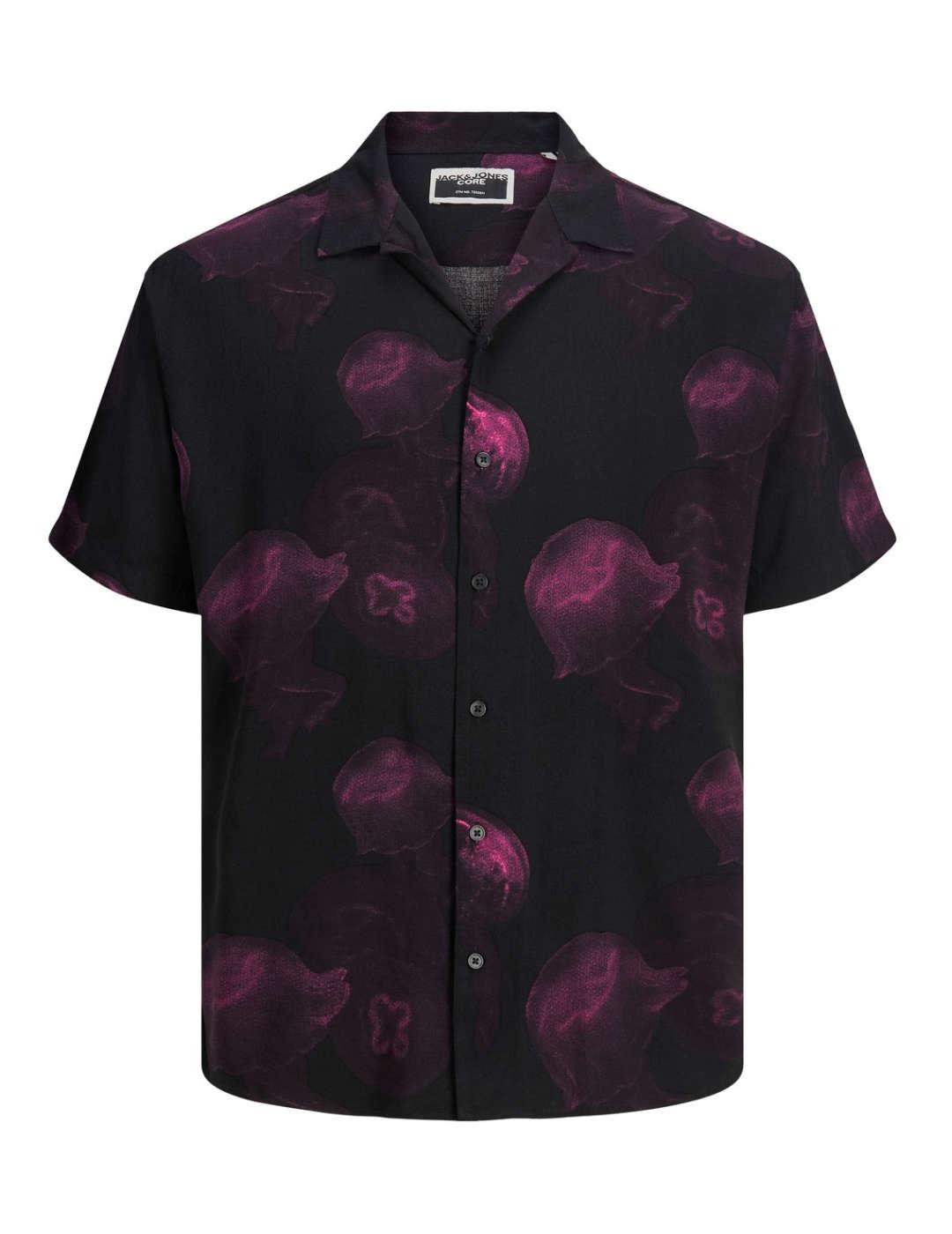 Camisa Jack&Jones Natural negro y rosa manga corta  hombre
