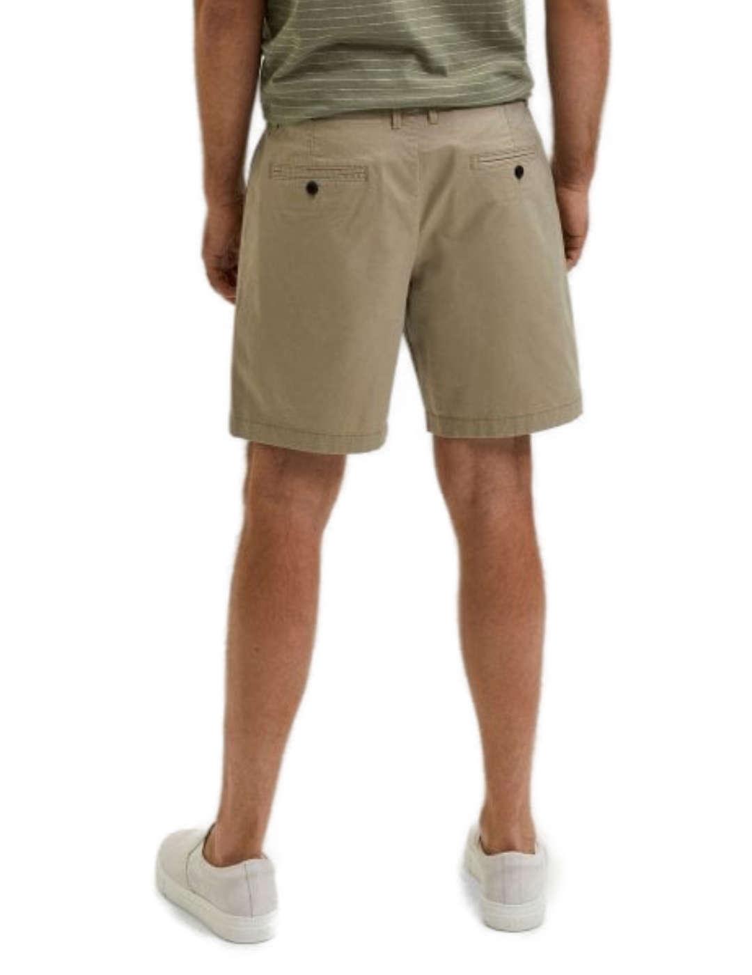 Bermudas Selected Comfort beige slim para hombre