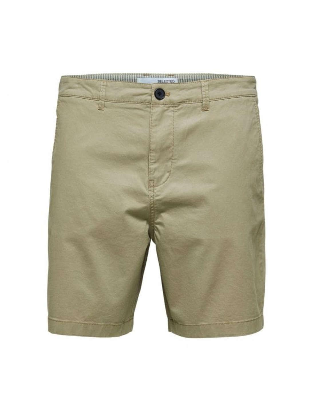 Bermudas Selected Comfort beige slim para hombre