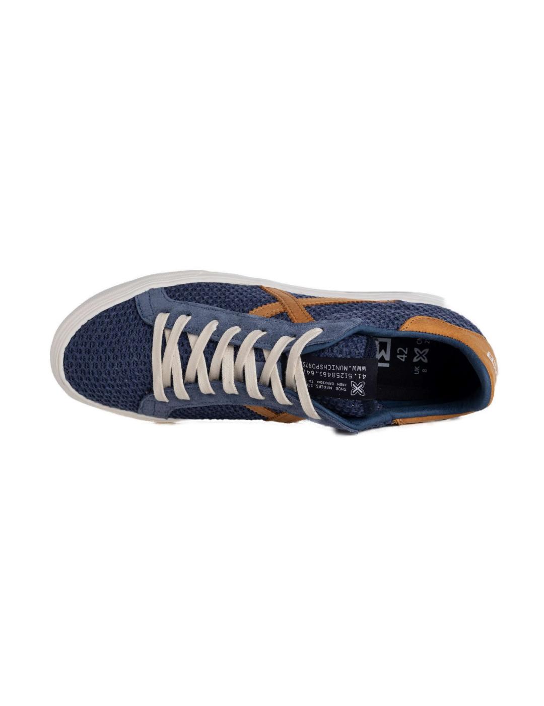 Zapatilla Munich Rete 74 azul y camel para hombre