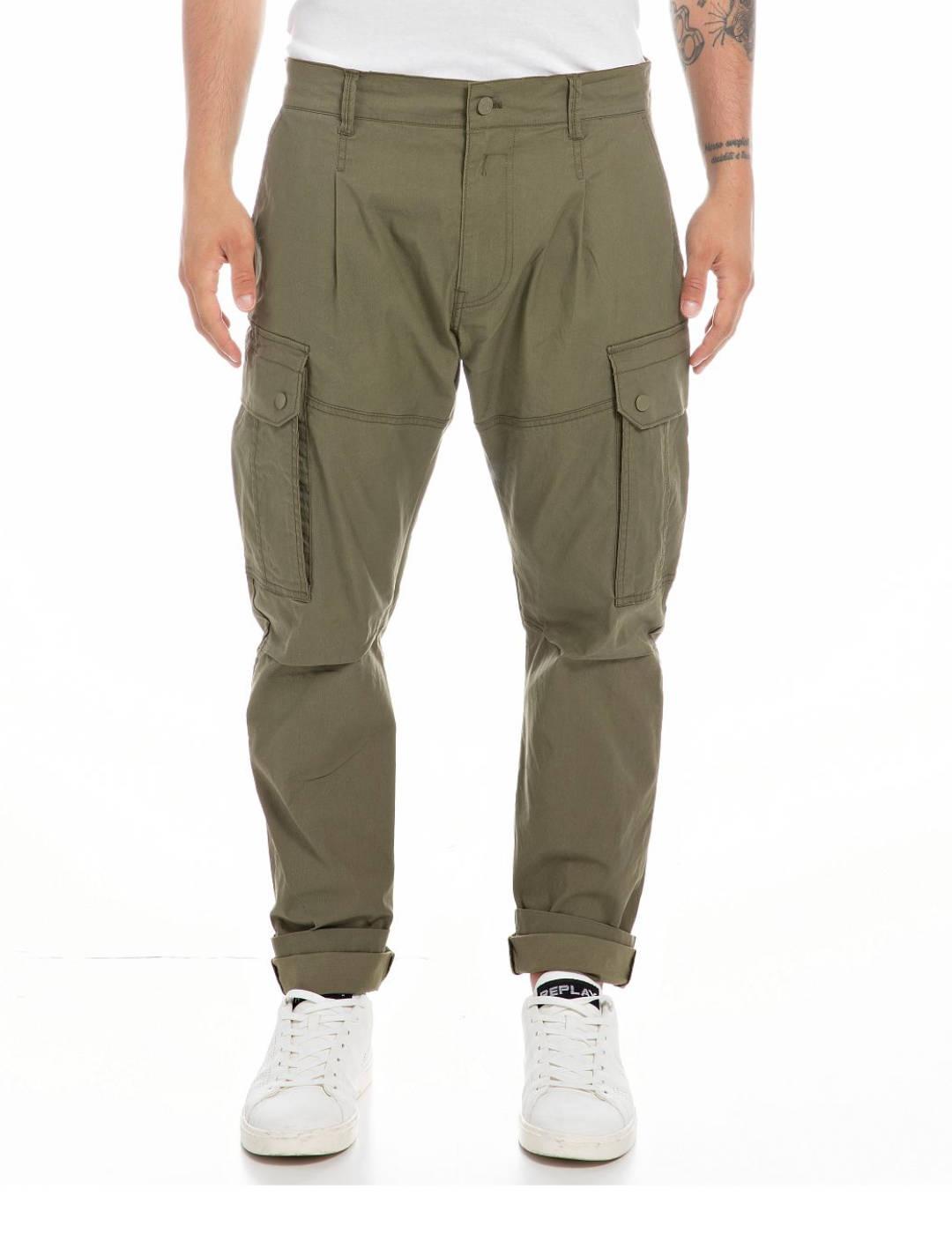 Pantalones Replay verde cargo para hombre