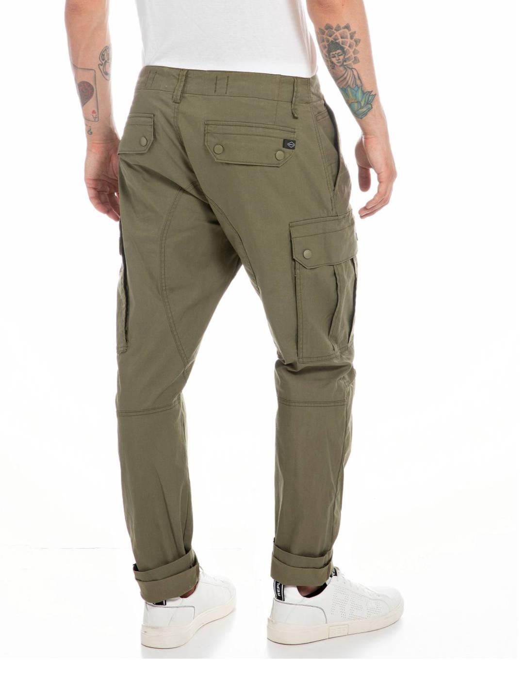 Pantalones Replay verde cargo para hombre