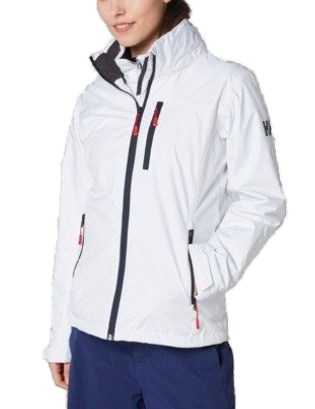 Chaqueta Helly Hansen Crew blanco con capucha para mujer