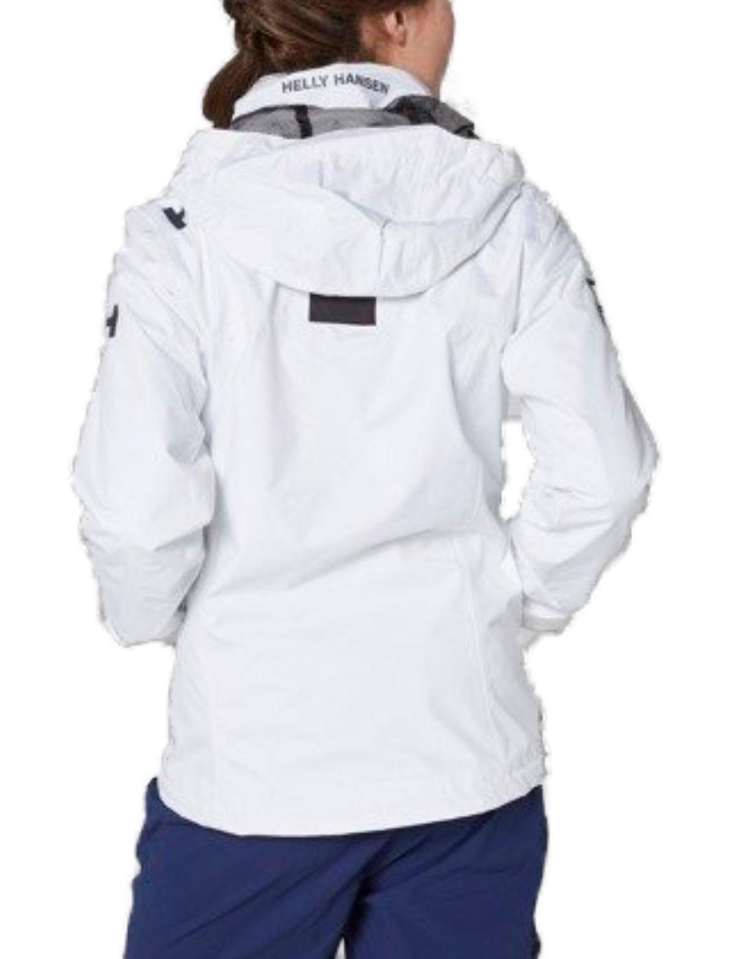 Chaqueta Helly Hansen Crew blanco con capucha para mujer