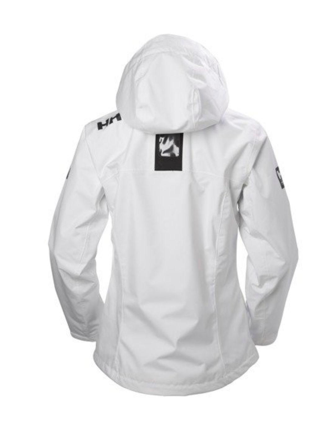 Chaqueta Helly Hansen Crew blanco con capucha para mujer