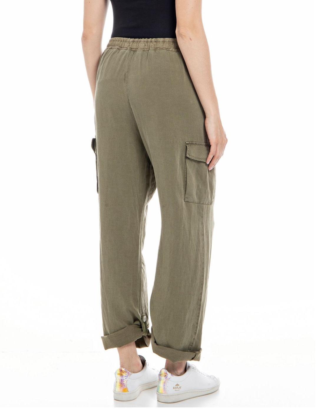 Pantalones Replay verde anchos para mujer