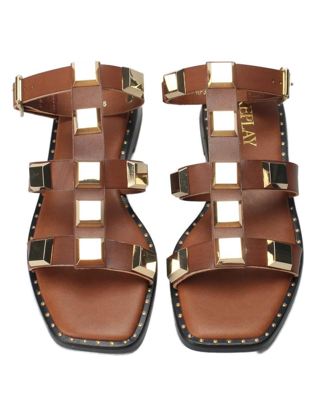 Sandalia Replay Betty Ride camel tachuelas para mujer