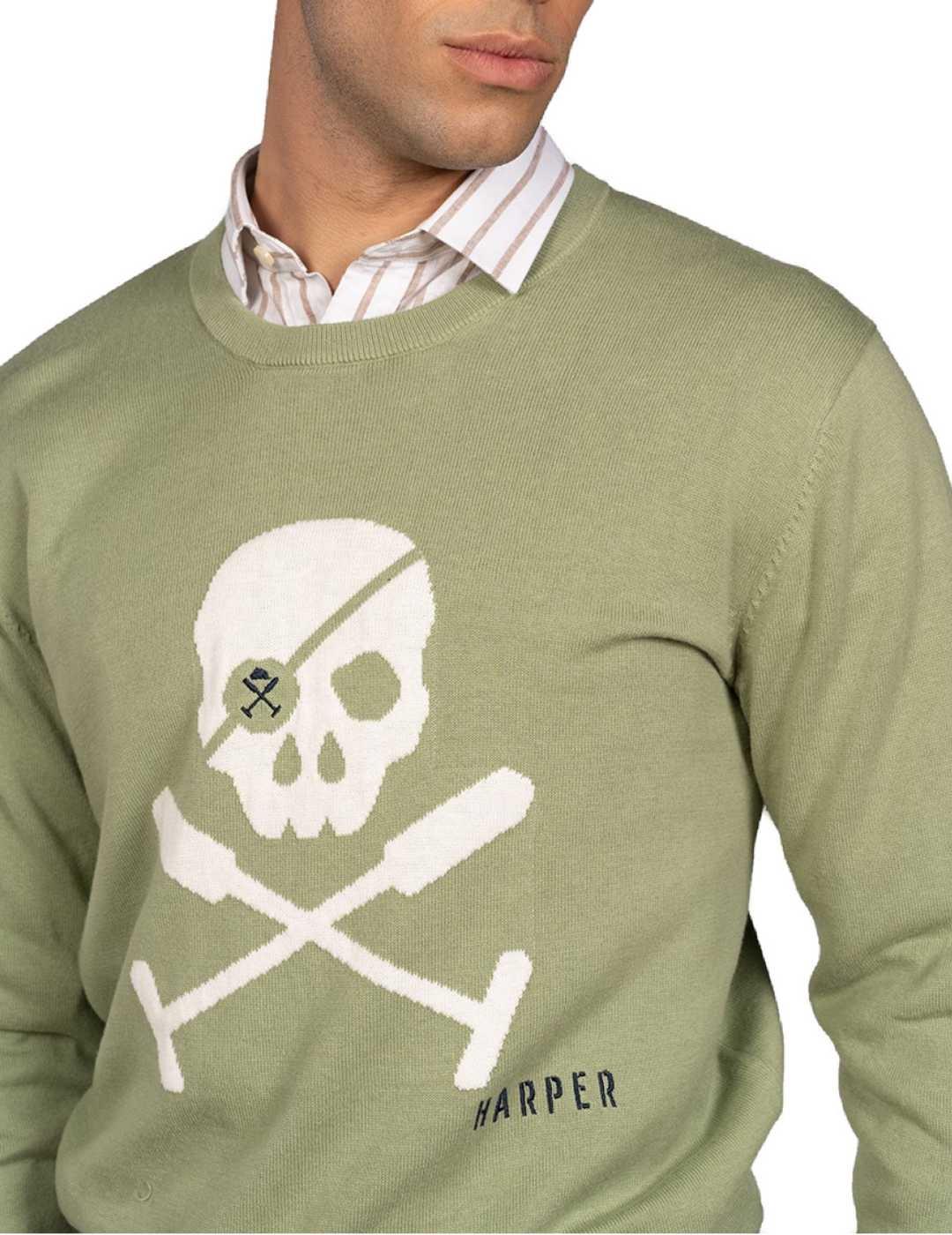 Jersey Harper Skull verde calavera para hombre