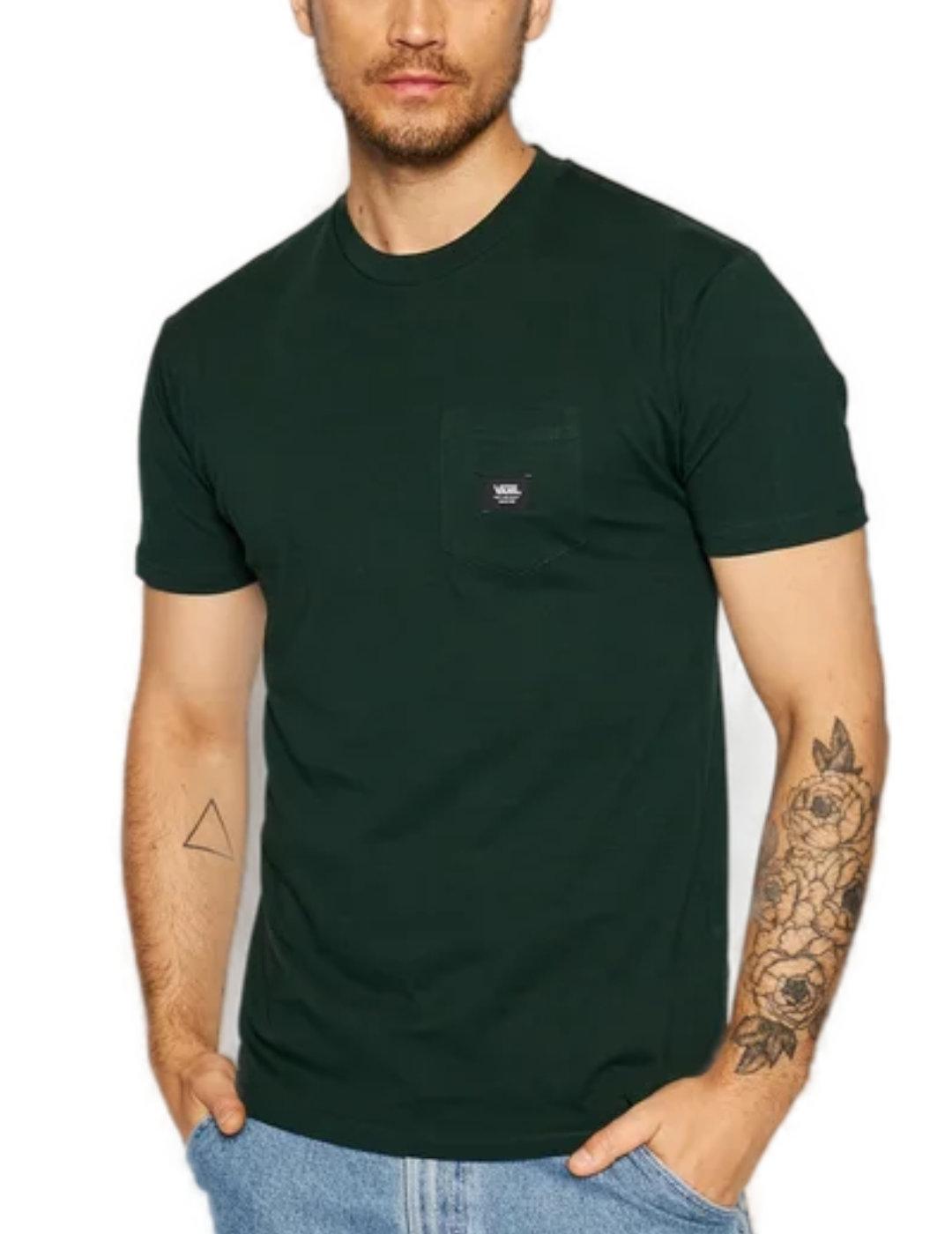 Camiseta Vans Woven patch verde bolsillo de hombre