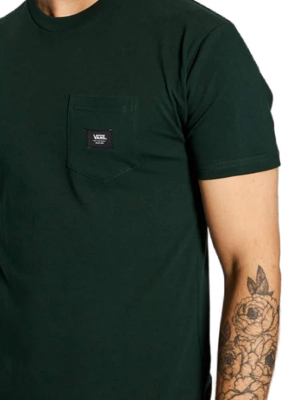 Camiseta Vans Woven patch verde bolsillo de hombre