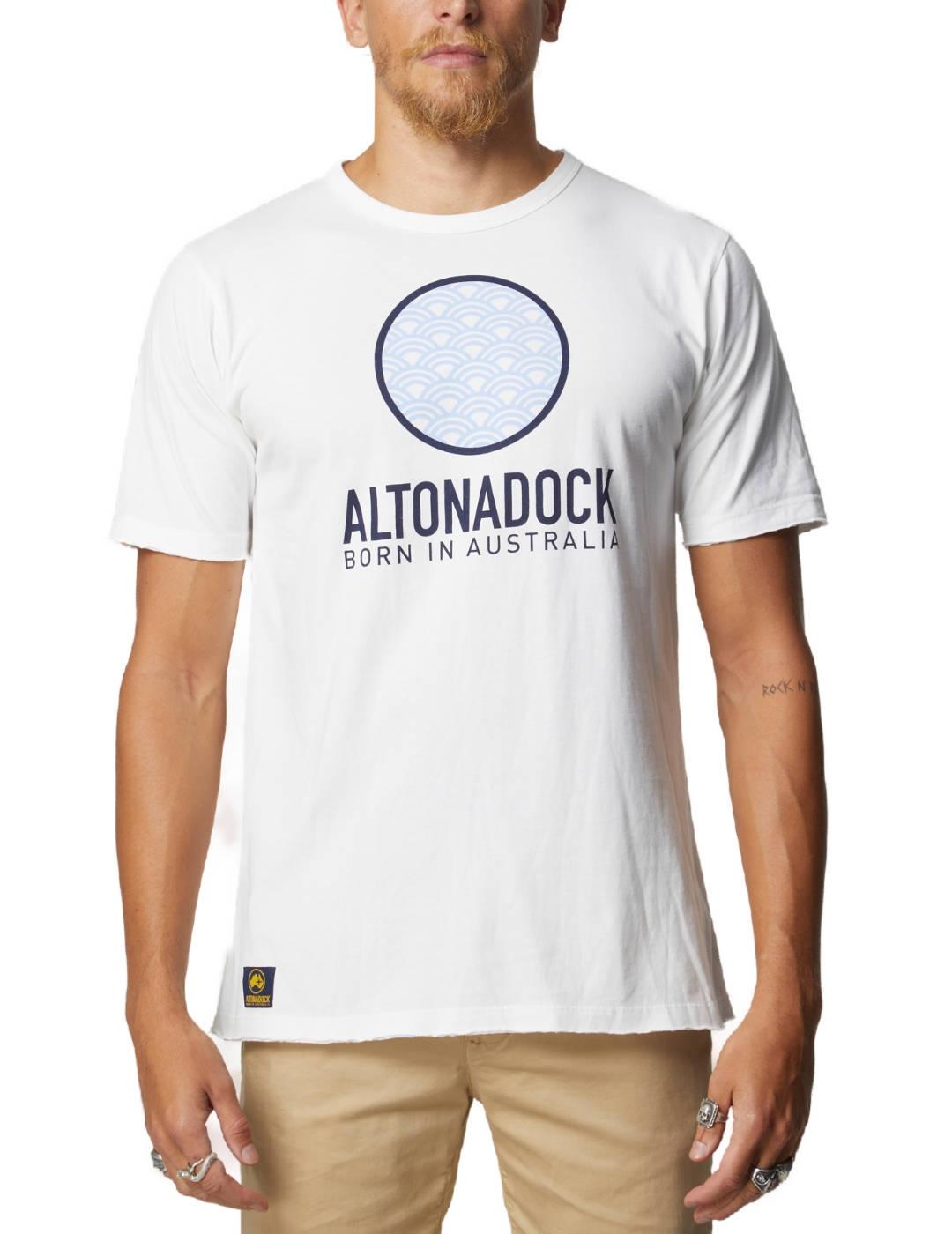 Camiseta Altonadock blanca logo azul manga corta para hombre