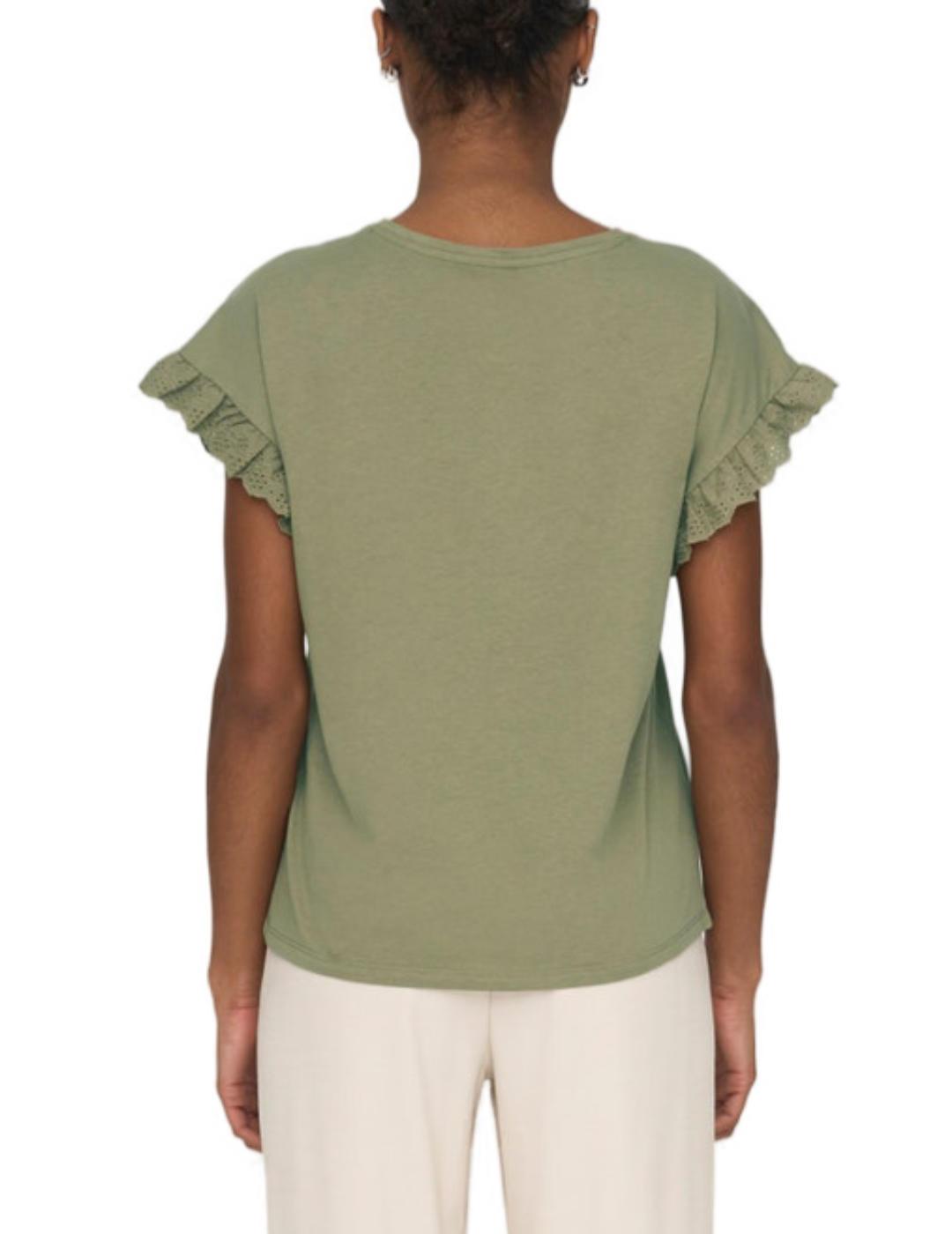 Camiseta Only Iris verde manga corta para mujer