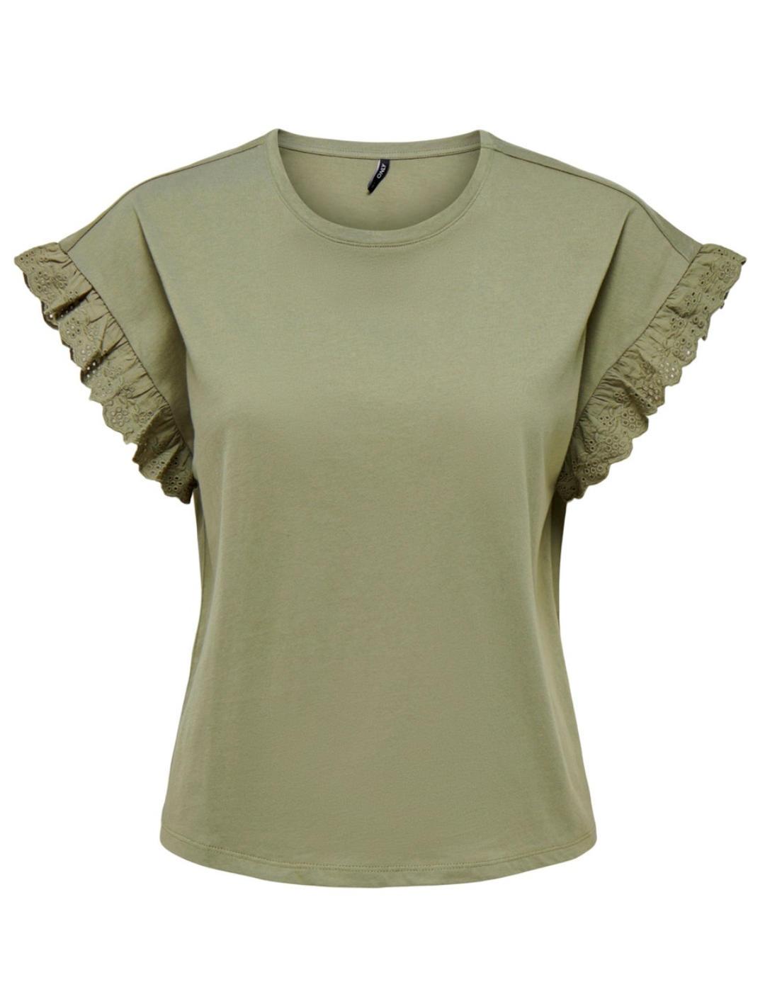 Camiseta Only Iris verde manga corta para mujer