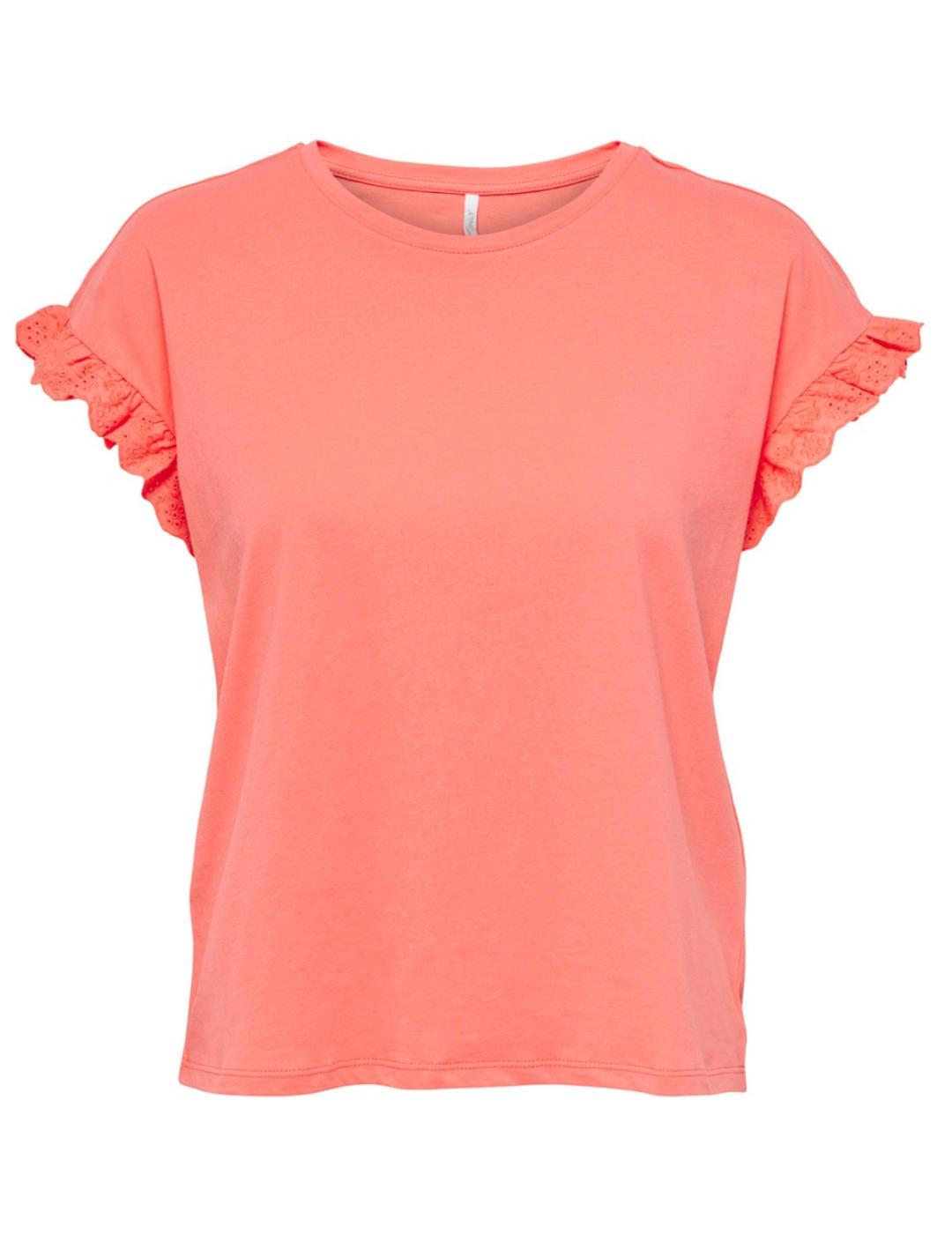 Camiseta Only Iris coral manga corta para mujer