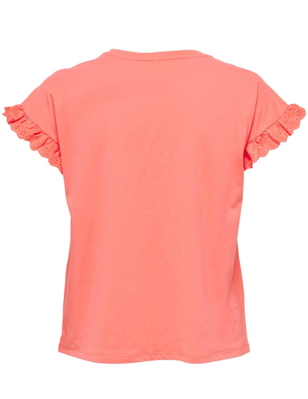 Camiseta Only Iris coral manga corta para mujer