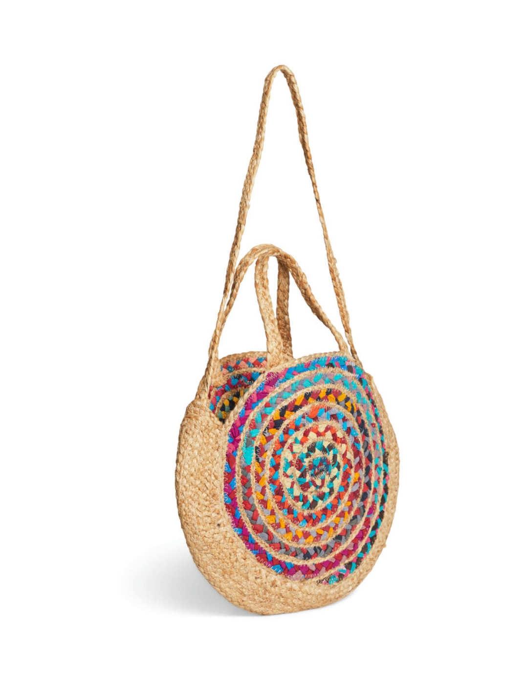 Bolso Vila Petra beige y multicolor de yute para mujer