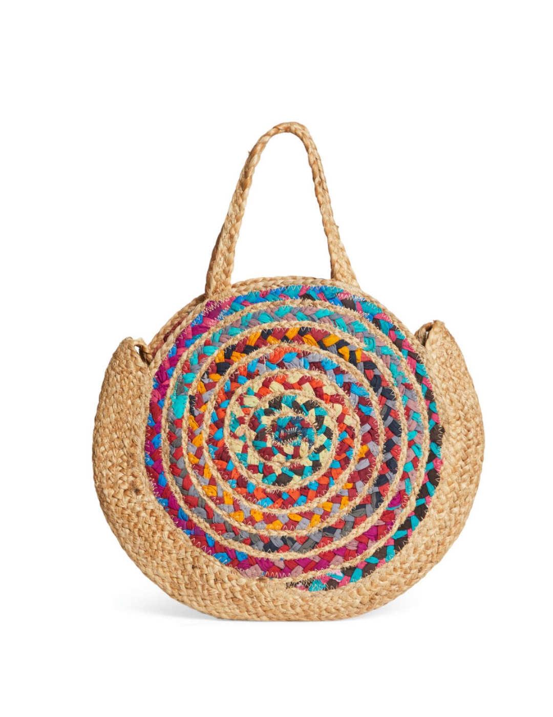 Bolso Vila Petra beige y multicolor de yute para mujer