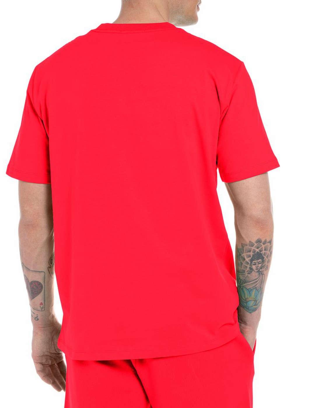 Camiseta Replay rojo manga corta logo de goma para hombre