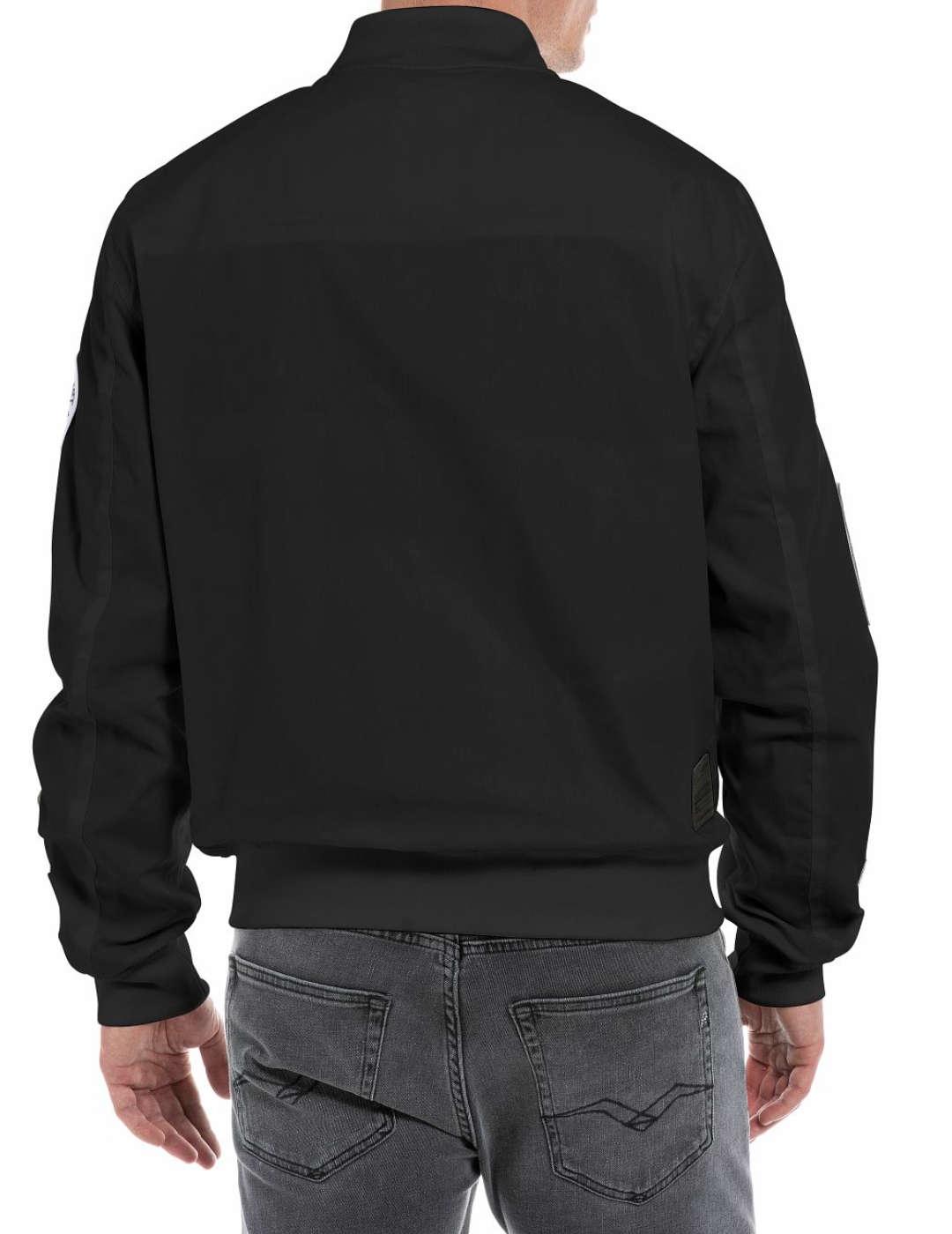 Bomber Replay negra parches para hombre