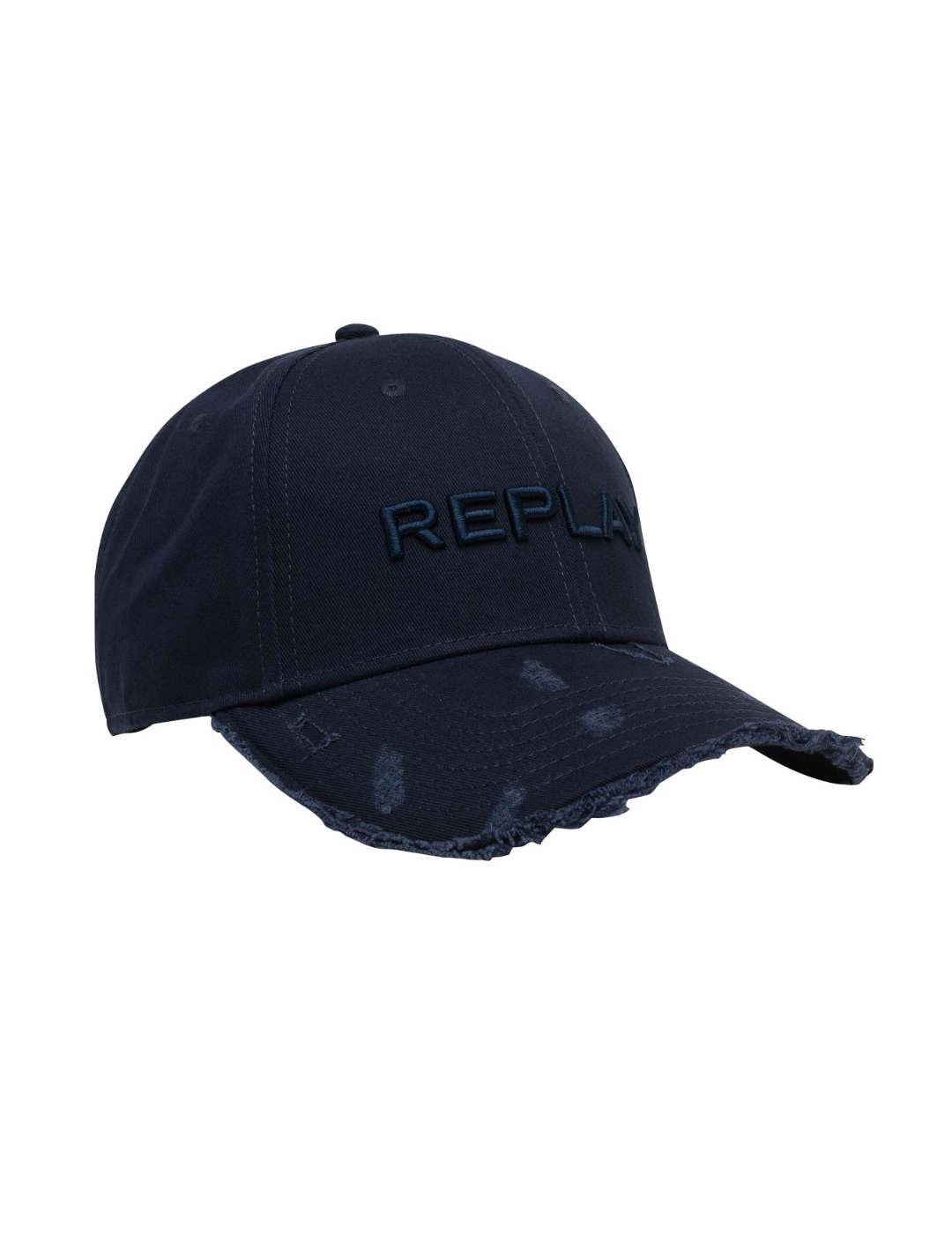 Gorra Replay marino desgastado con letras unisex