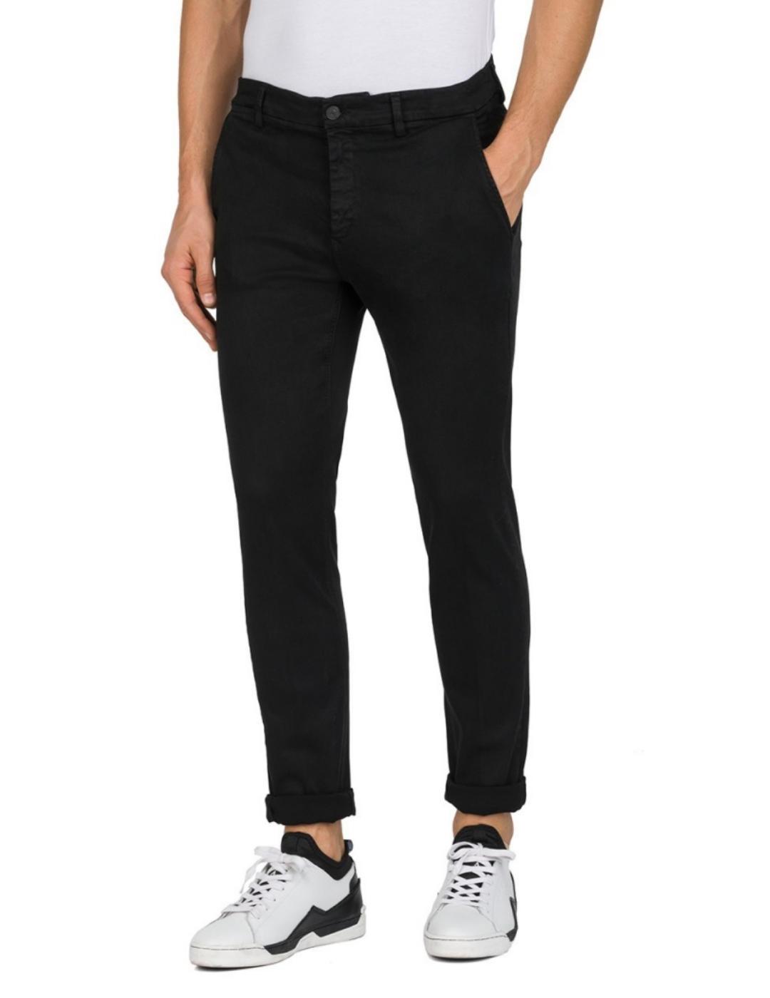 Pantalón Replay hiperflex chino en negro para hombre