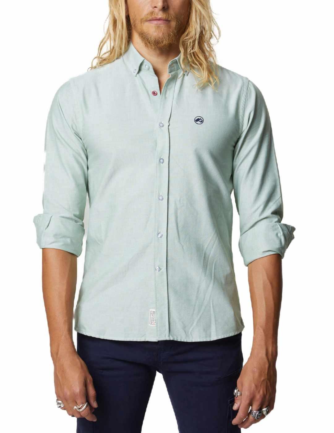 Camisa Altonadock verde agua con logo bordado para hombre