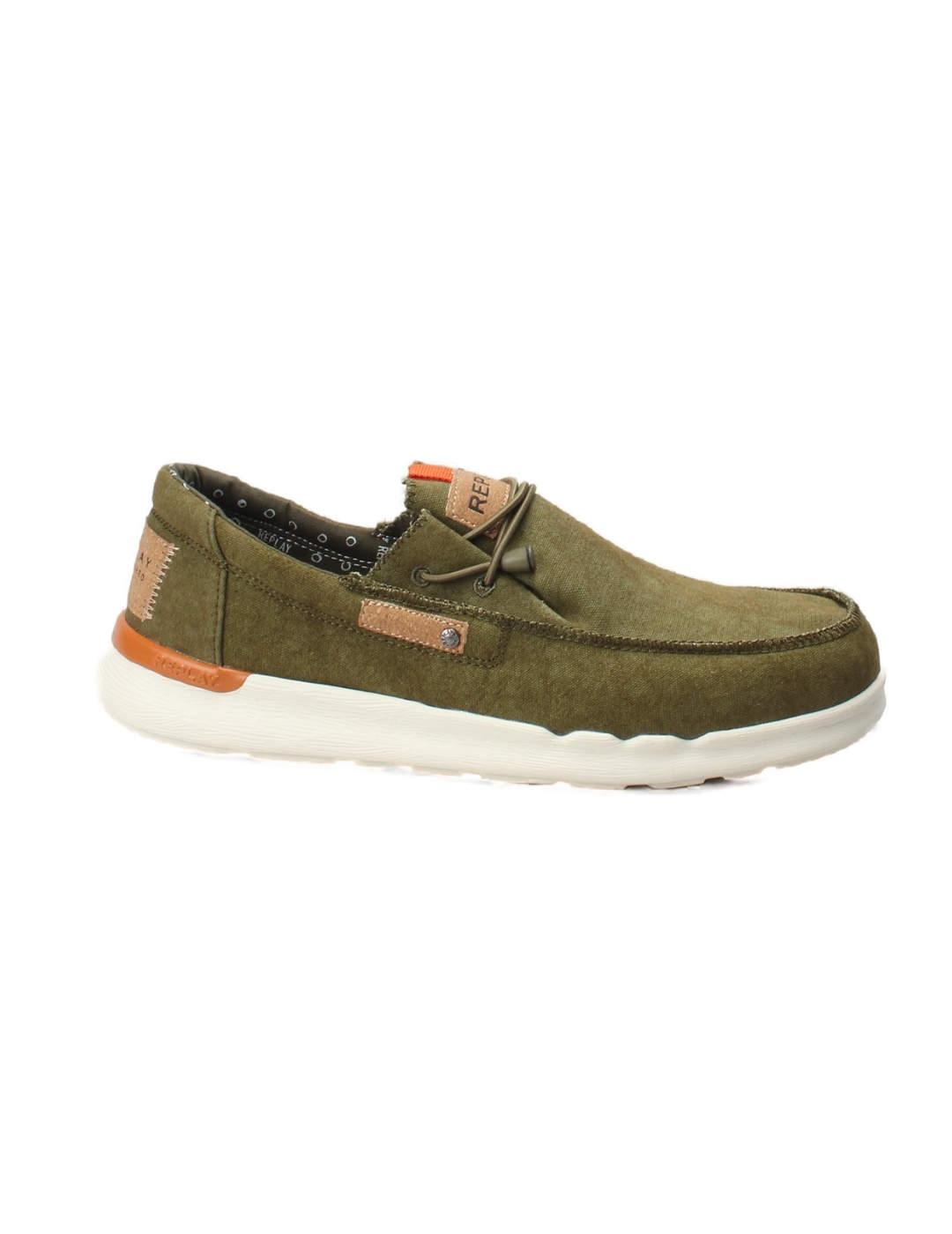 Mocasin nautico Replay Alcyon verde militar para hombre