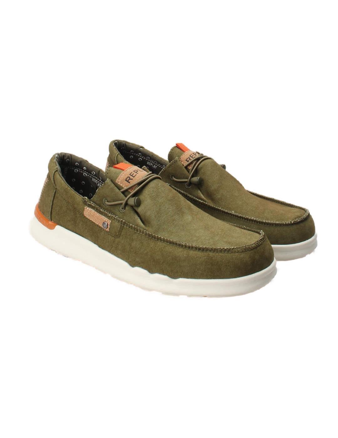 Mocasin nautico Replay Alcyon verde militar para hombre