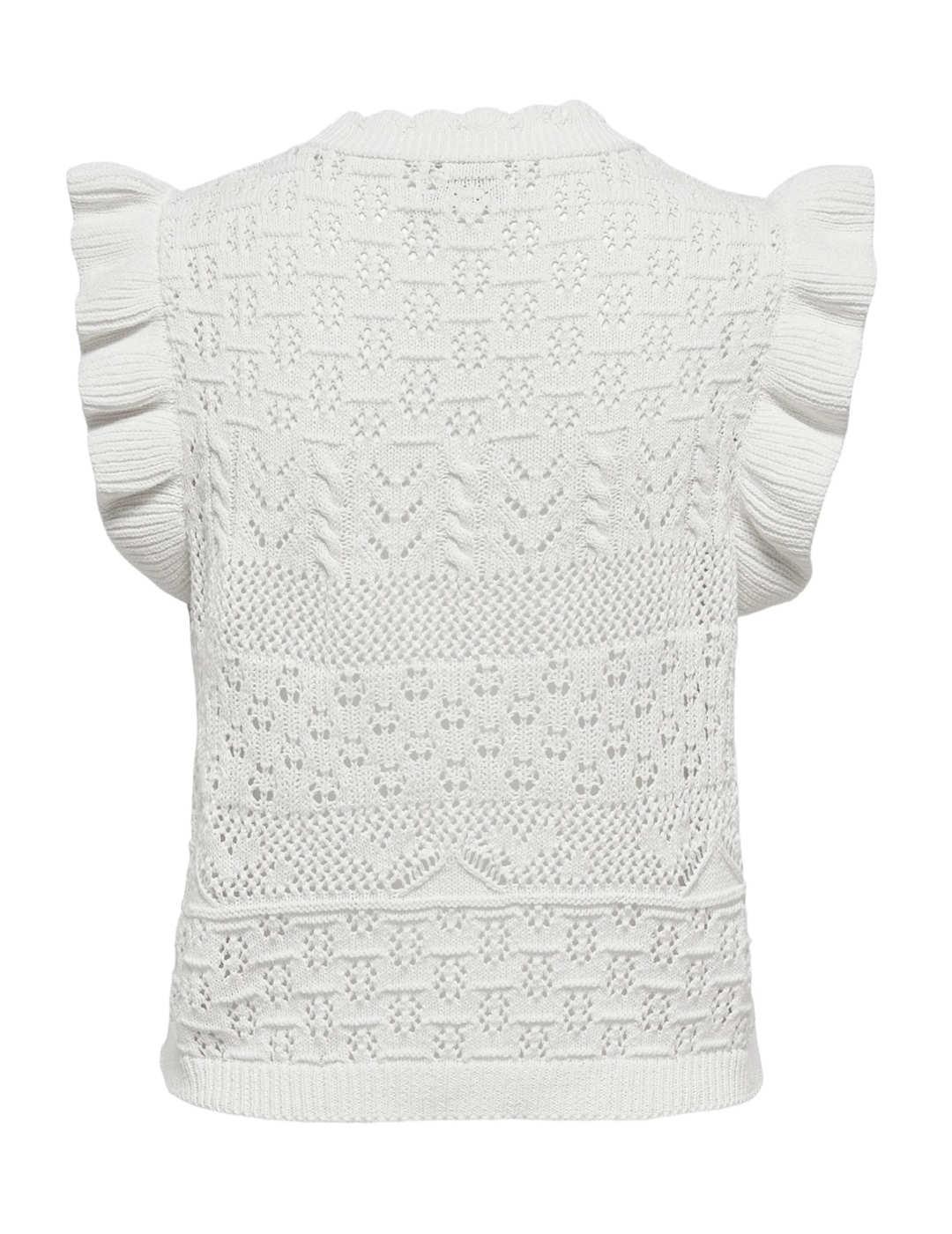 Top Only Tulle de punto blanco calado para mujer