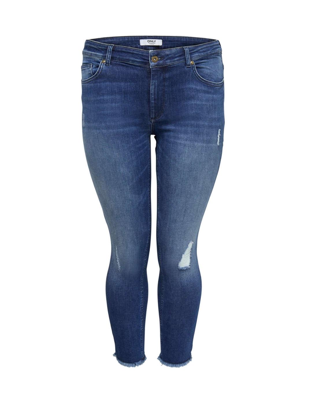 Pantalón vaquero Only Carmakoma Willy azul rotos para mujer