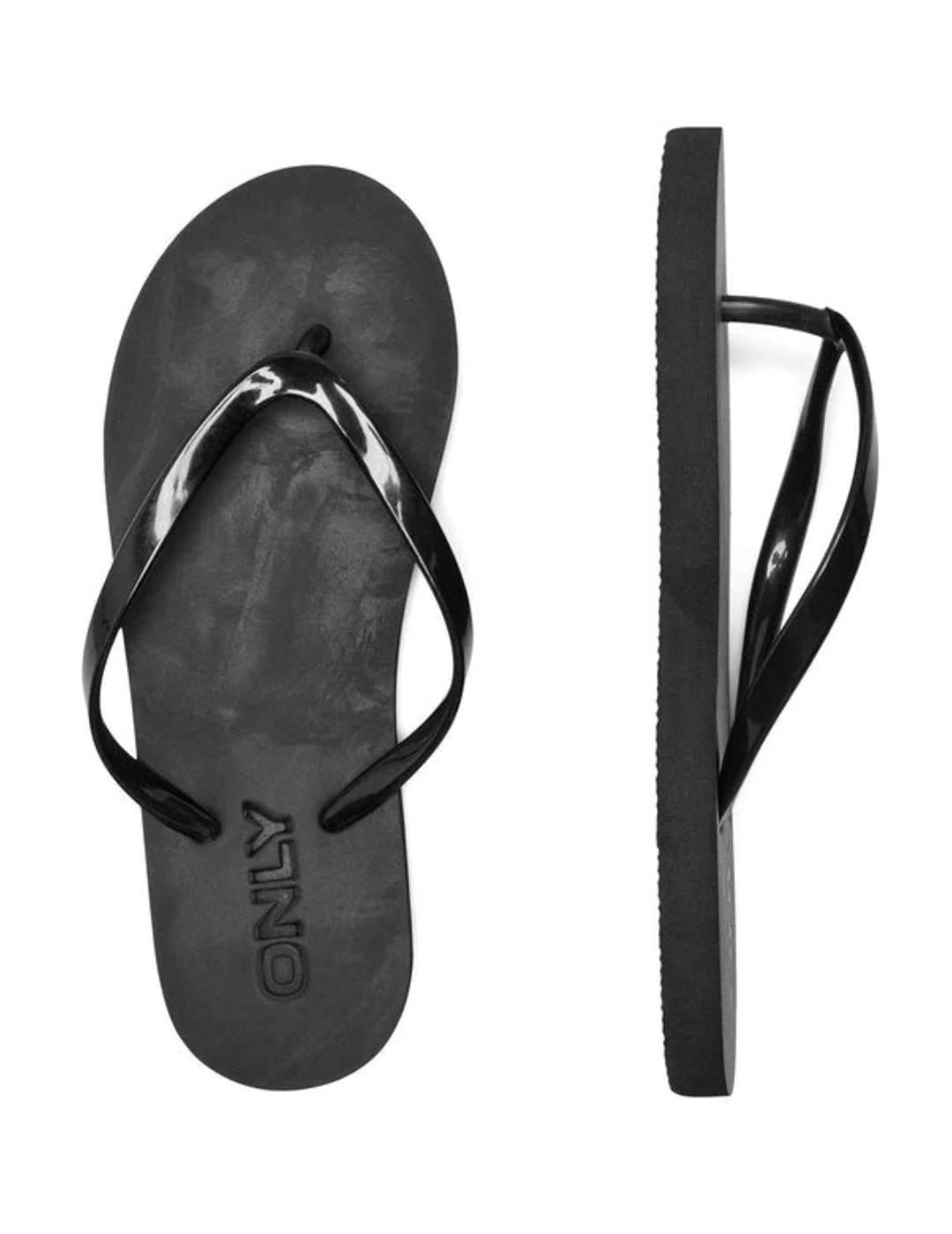 Chanclas Only Litzia de dedo negras para mujer