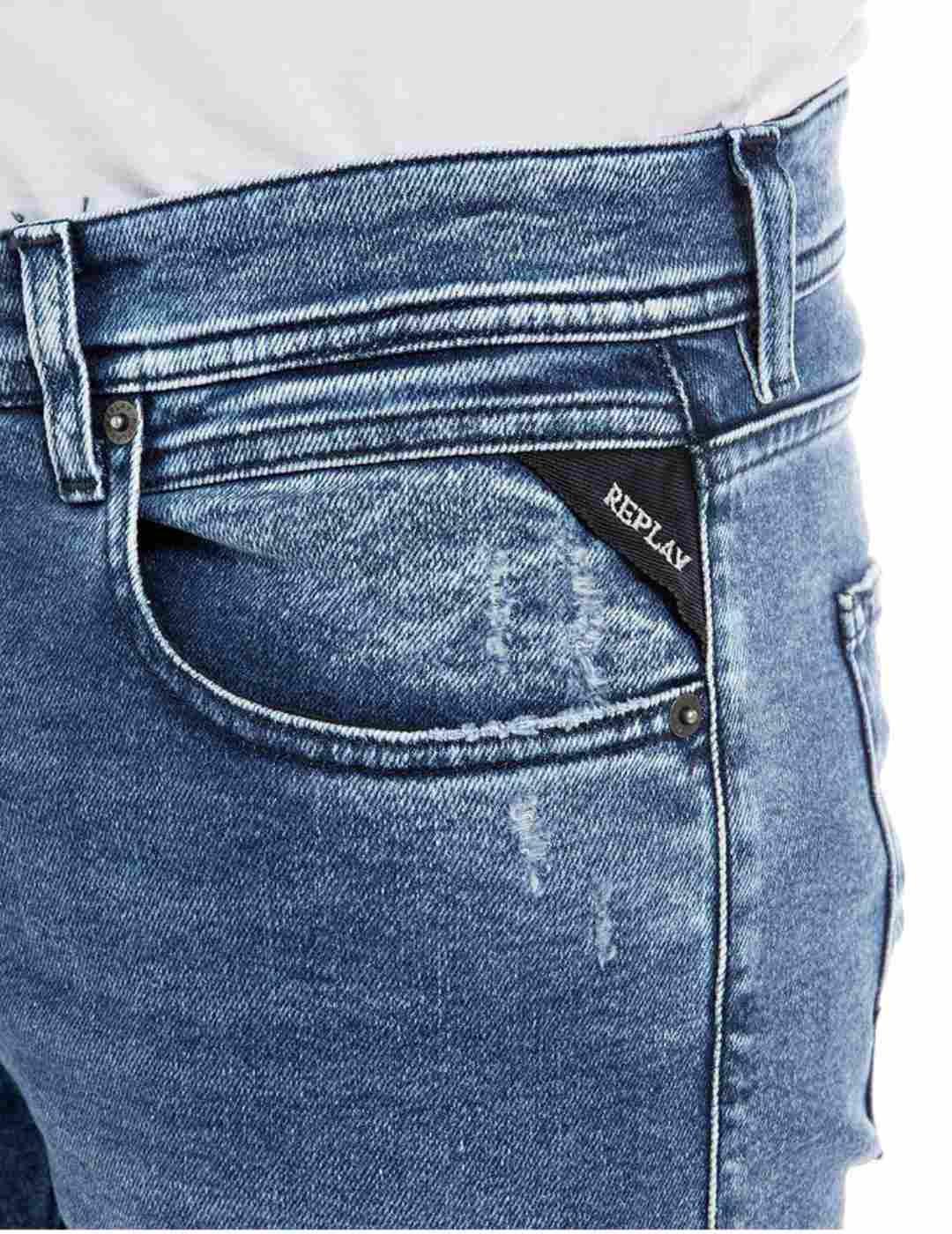 Pantalon vaquero Replay marino desgastes para hombre