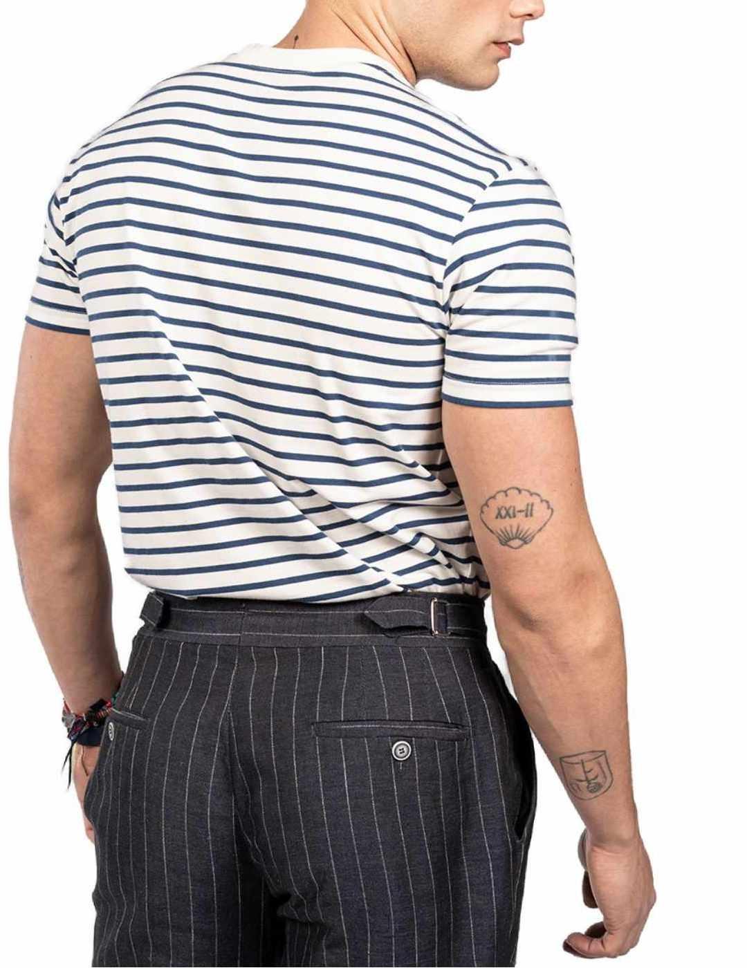 Camiseta Harper Riviera blanco rayas marino para hombre