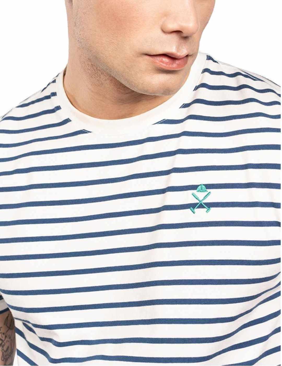 Camiseta Harper Riviera blanco rayas marino para hombre