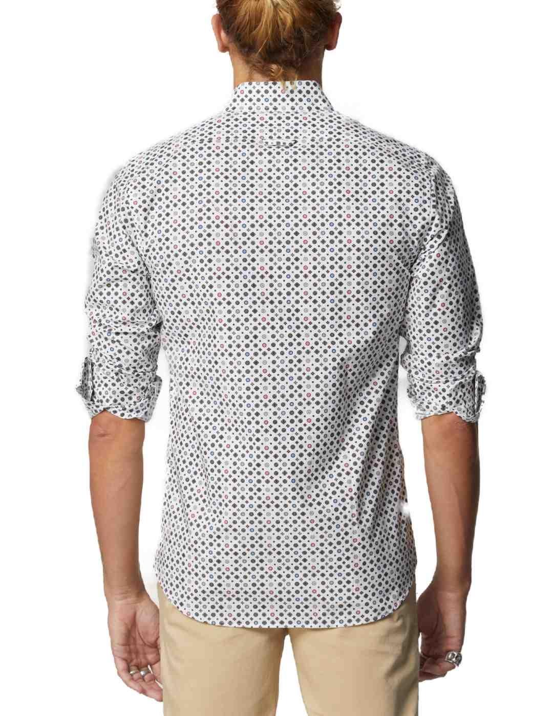 Camisa Altonadock blanco estampada con símbolos para hombre