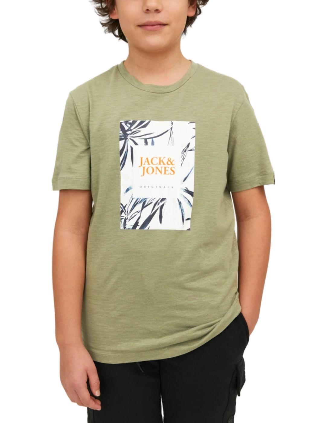 Camiseta Jack&Jones Junior Crayon verde manga corta de niño