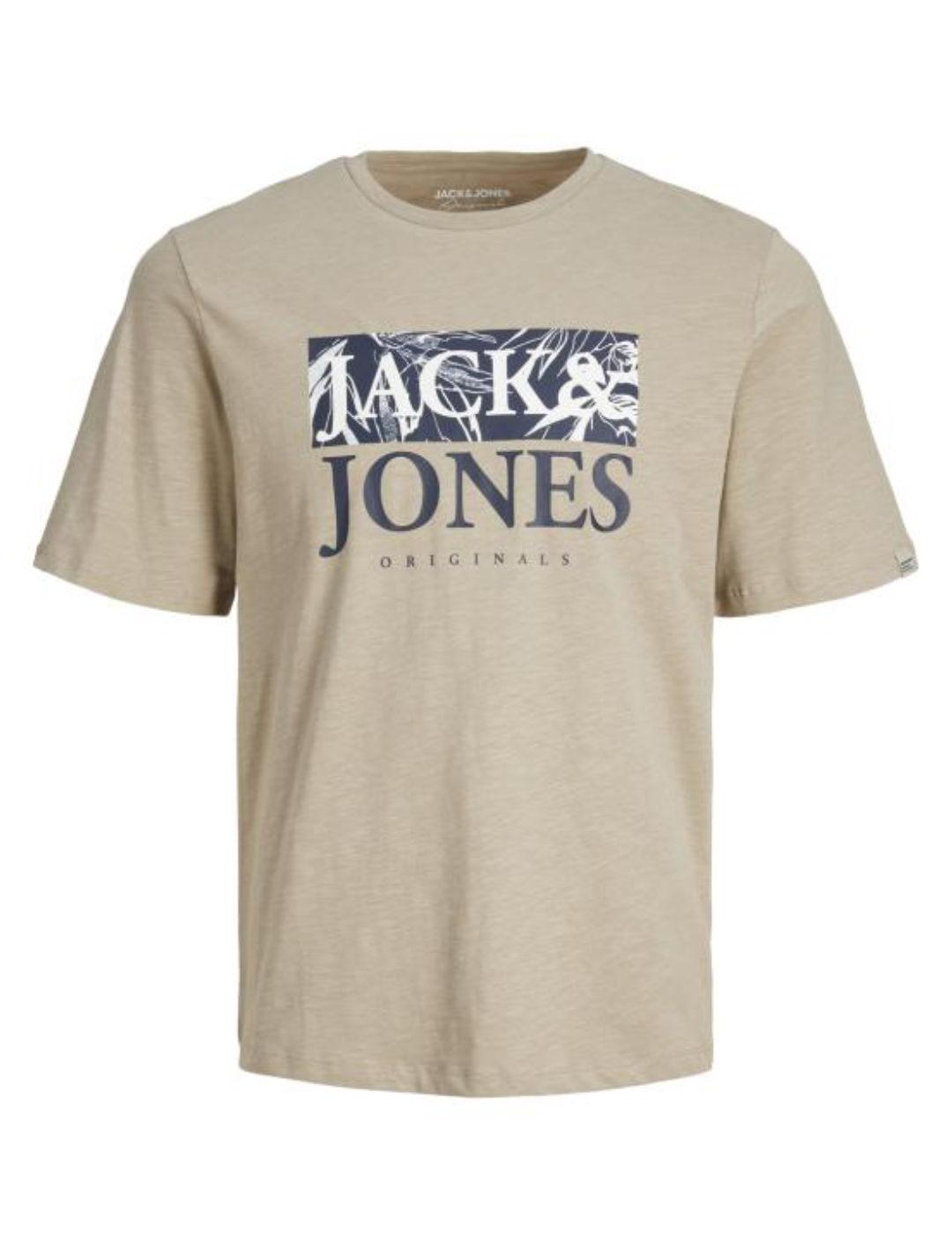 Camiseta Jack&Jones Junior Crayon beige manga corta de niño