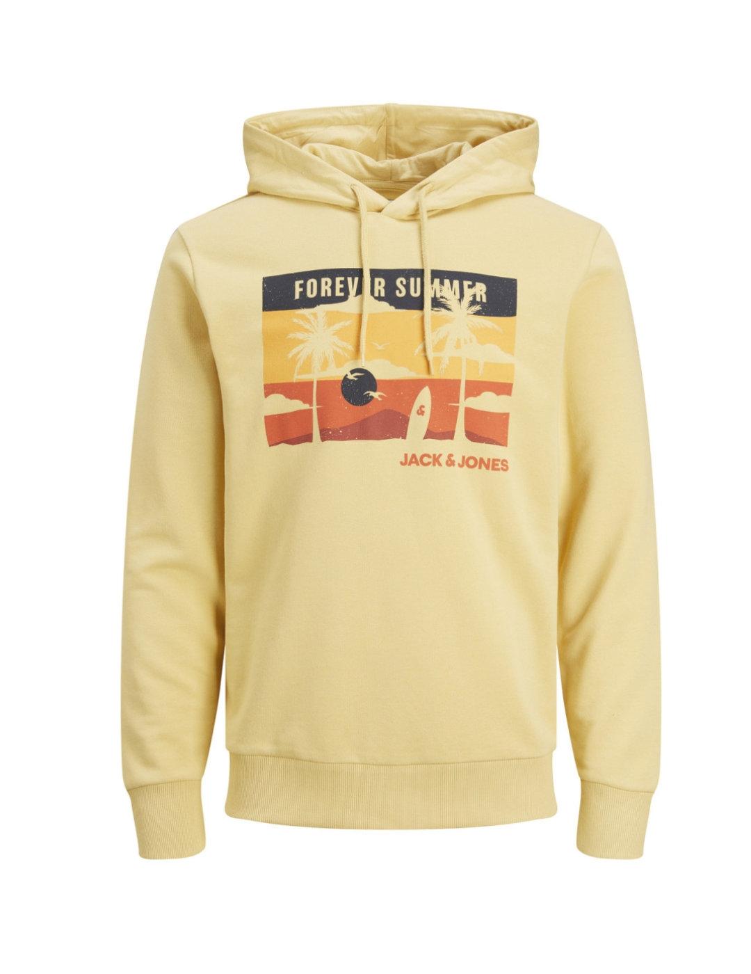 Sudadera Jack&Jones Summer amarillo con capucha para hombre