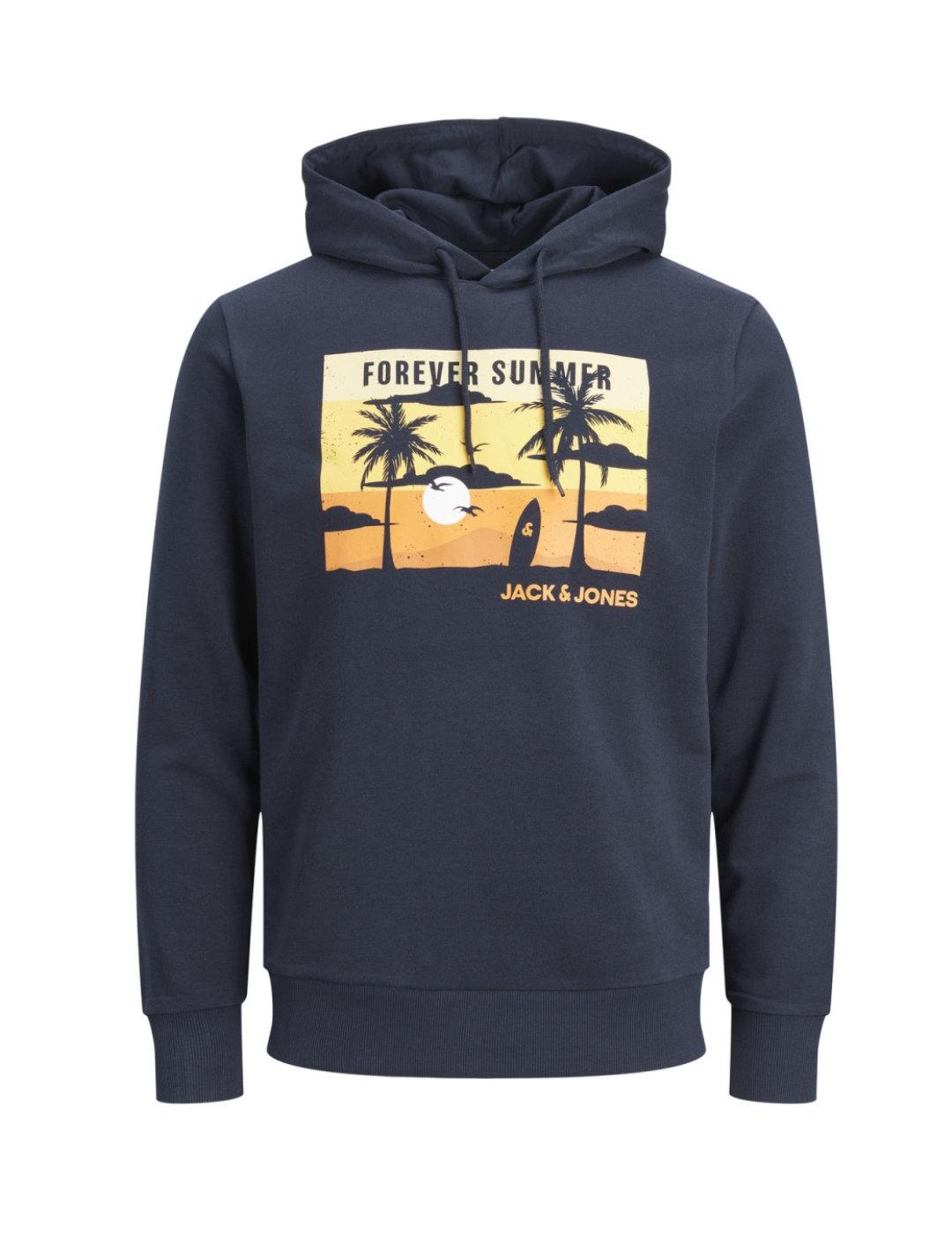 Sudadera Jack&Jones Summer marino con capucha para hombre