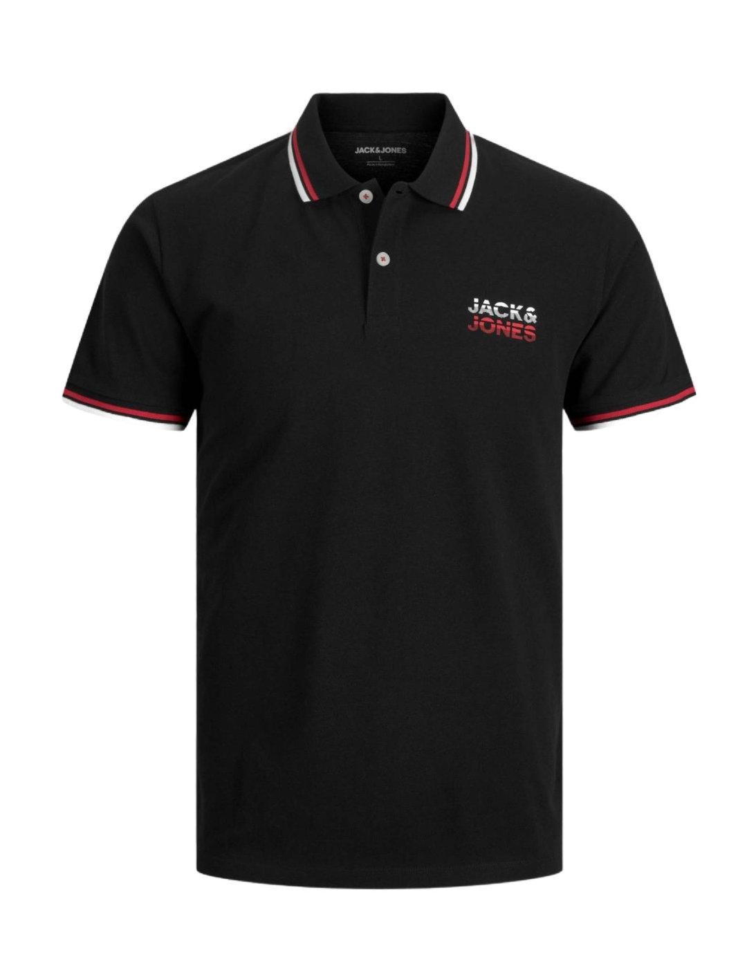 Polo Jack&Jones Atlas negro manga corta para hombre