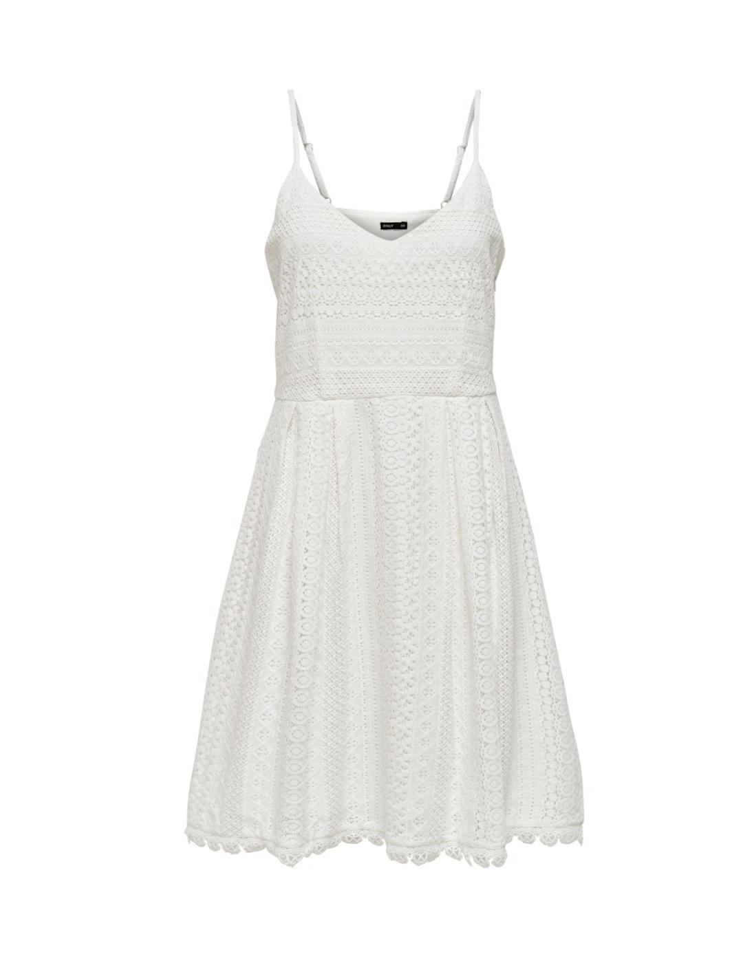 Vestido Only Helena blanco de encaje para mujer