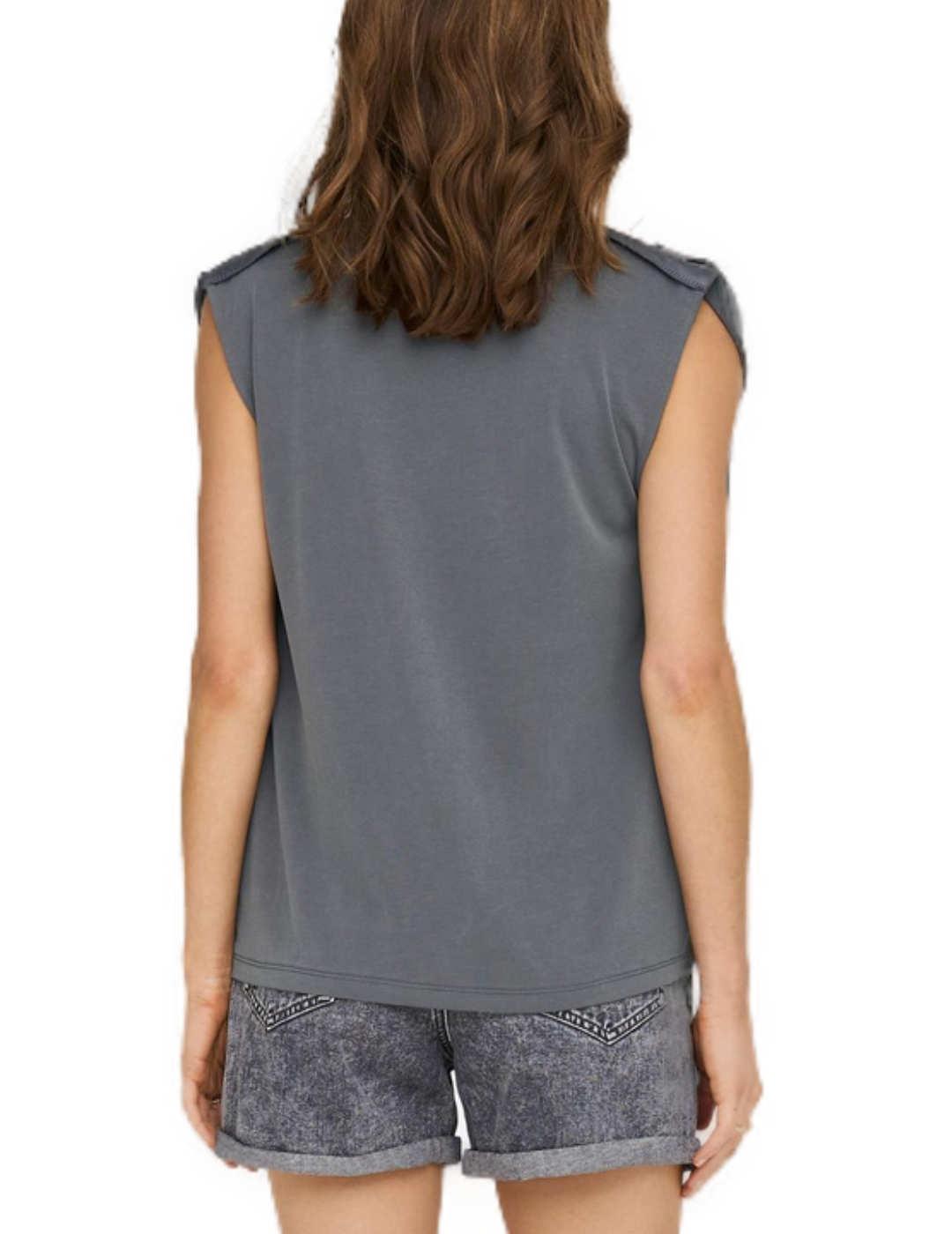 Camiseta Only Free gris de manga sisa para mujer