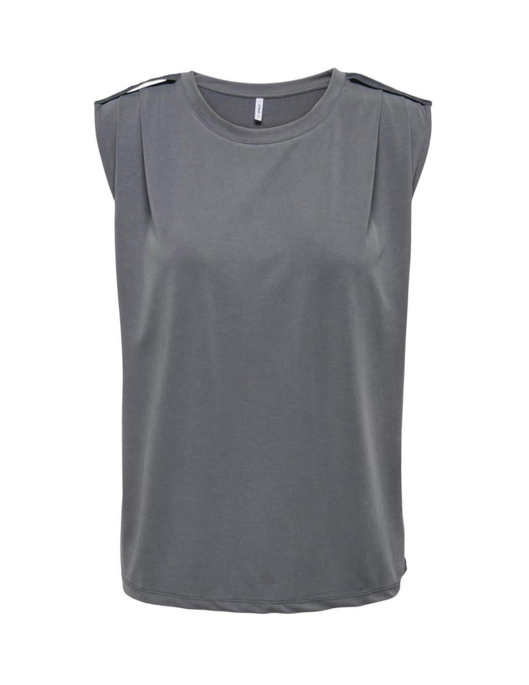 Camiseta Only Free gris de manga sisa para mujer