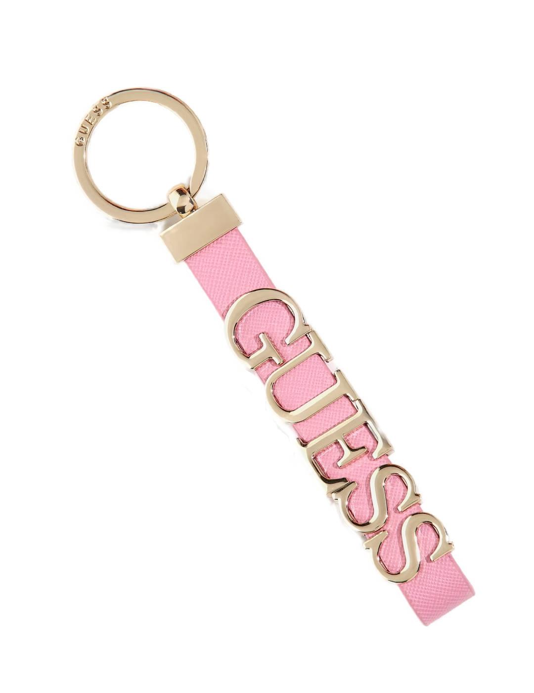 Llavero Guess rosa con logotipo para mujer