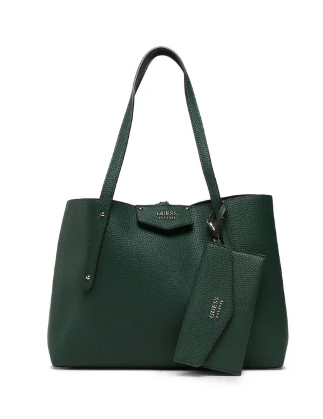 Bolso tote Guess Eco Brenton verde reversible para mujer