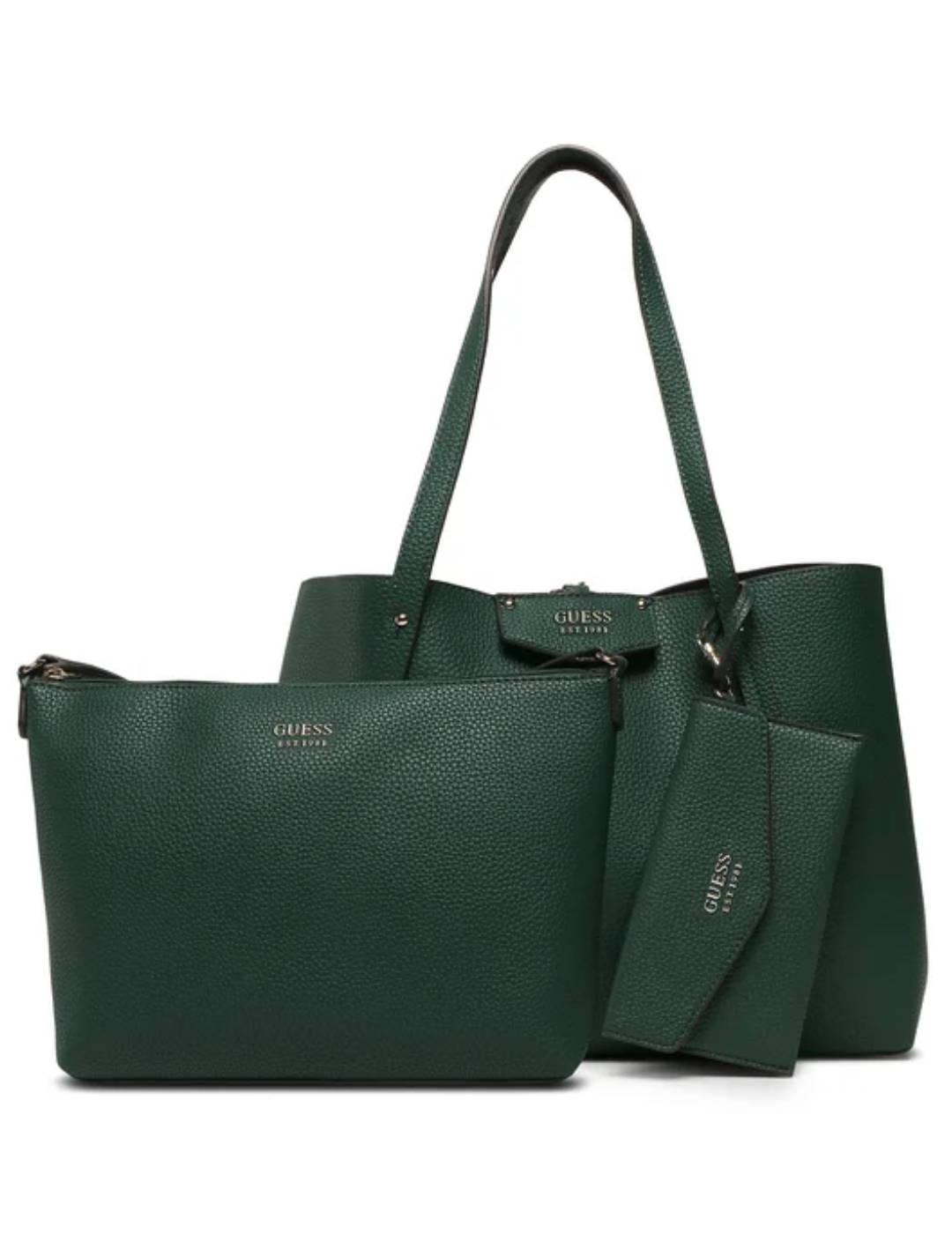 Bolso tote Guess Eco Brenton verde reversible para mujer