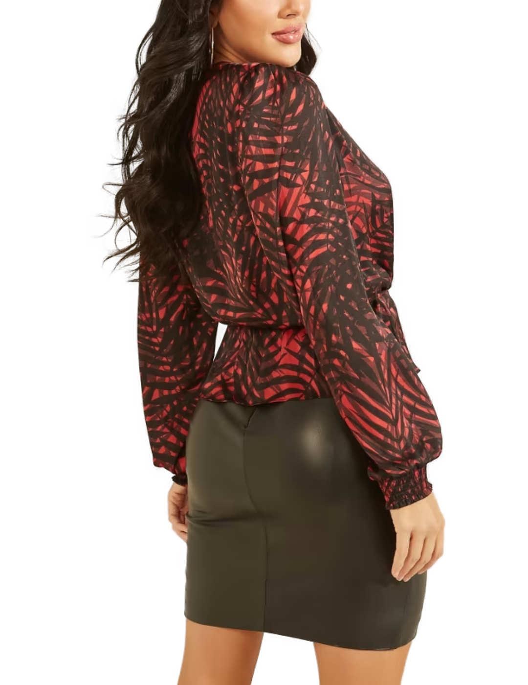Blusa Guess Piper estampado rojo para mujer