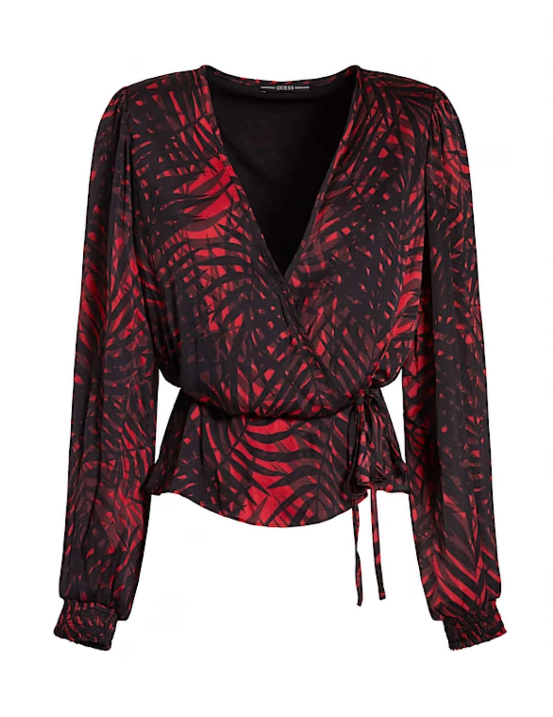 Blusa Guess Piper estampado rojo para mujer
