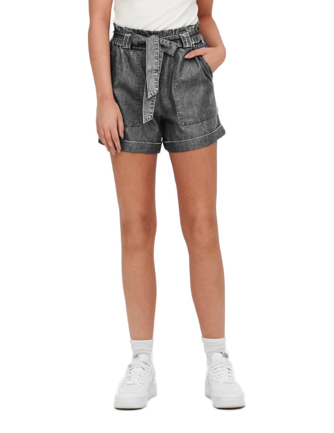 Shorts Only Bea gris jaspeado cintura con goma elastica