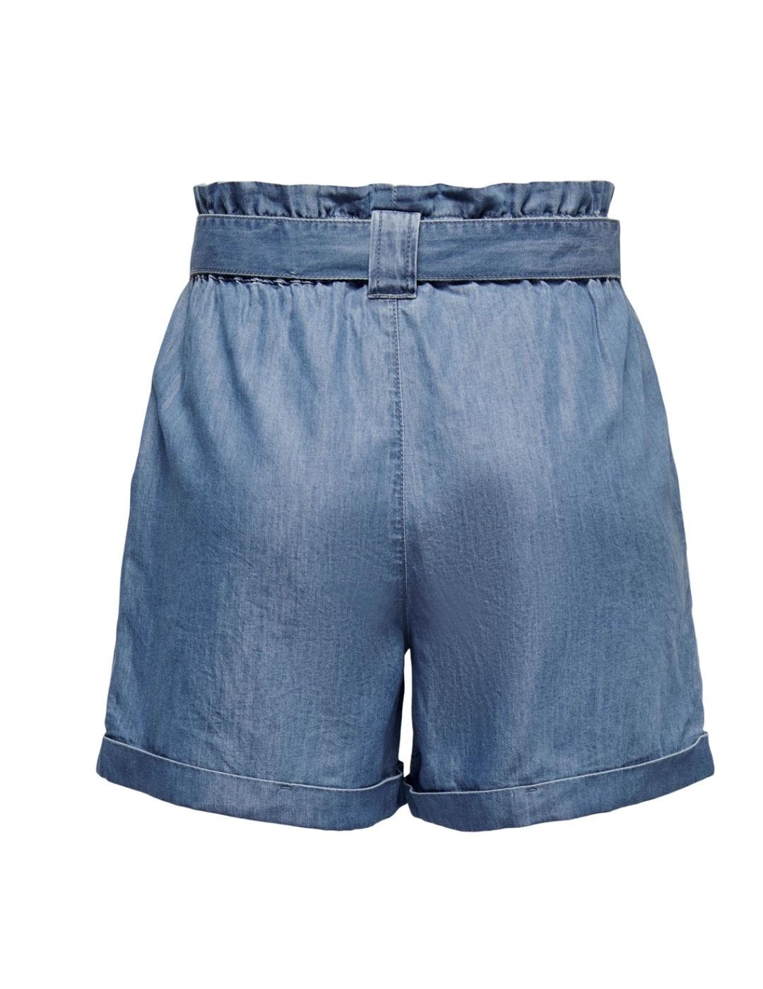 Shorts Only Bea azul jaspeado cintura con goma elastica